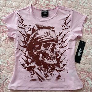 Civil Regime Pink Skull Graphic Tee